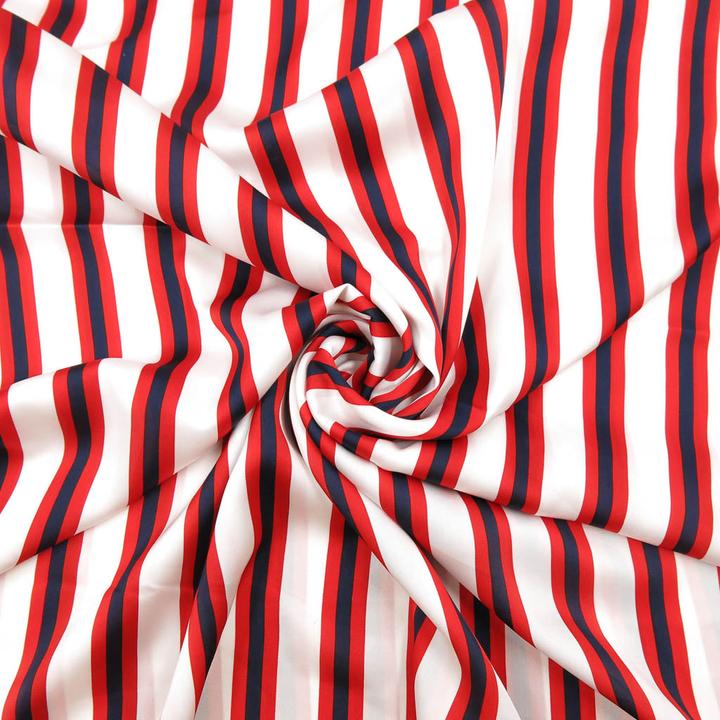 Image du produit Stoffrestposten Satin - rayures rouges - vente minimale : 1 mètre