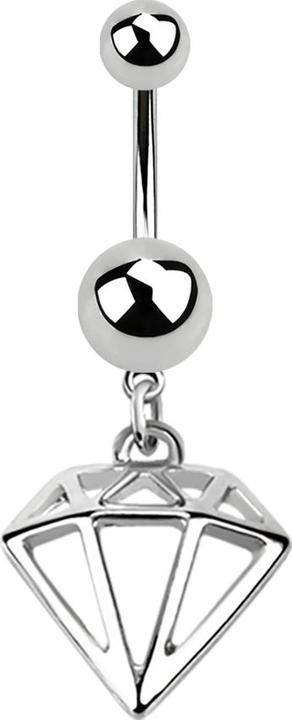 Image du produit Star Piercing Banane argent avec pendentif diamant (sans laiton, Acier chirurgical 316L)
