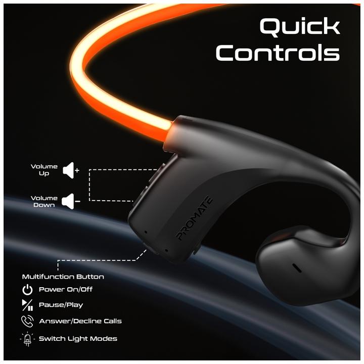 Actual product image ProMate RippleGlow-Black Bluetooth headphones (18 h, Wireless)