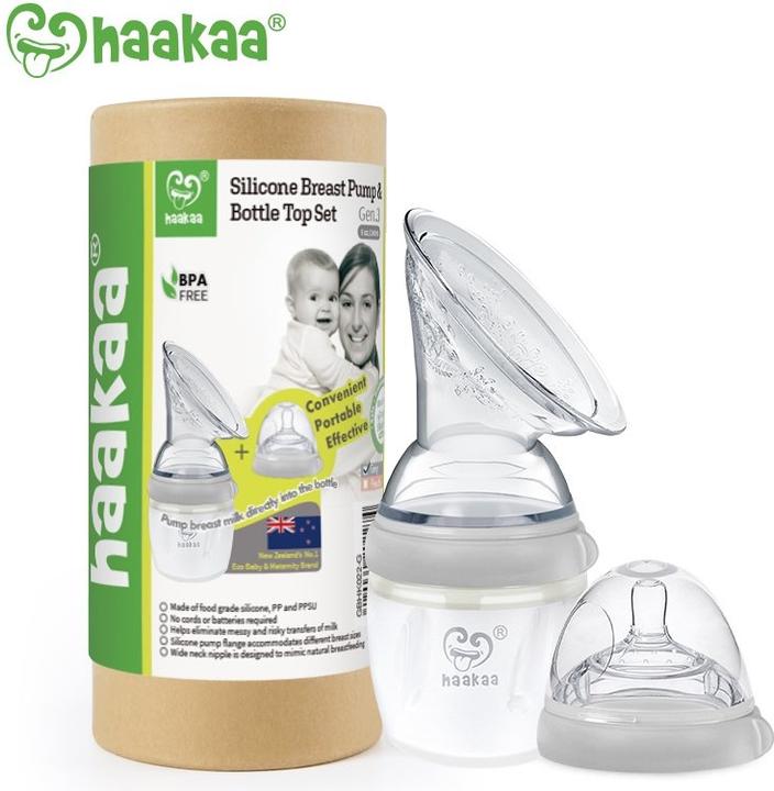 Image du produit Haakaa Génération 3 tire-lait + biberon Top Set 160ml - Gris