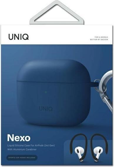 Image du produit Uniq etui Nexo AirPods 3 gen + Ear Hooks Silicone niebieski/blue (Sac pour écouteurs)