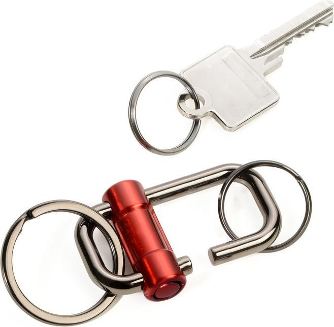 Image du produit Troika 2-WAY KEY Porte-clés avec 3 anneaux et fermeture coulissante, rouge/noir chromé