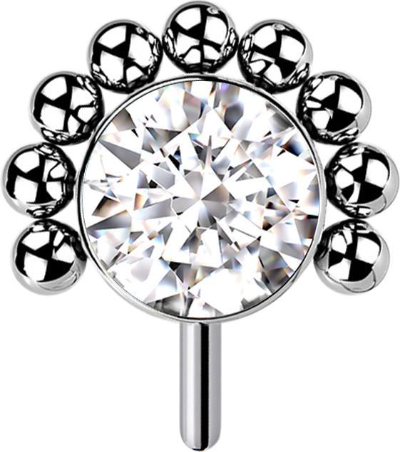 Image du produit Star Piercing Threadless argenté avant cristal demi-boule argenté (sans laiton, Titane G23)