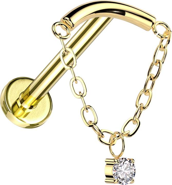 Produktbild Star Piercing Micro Labret Innengewinde vergoldet stange vergoldet Anhänger Kette Kristall silber (ohne Messing, Titan G23)