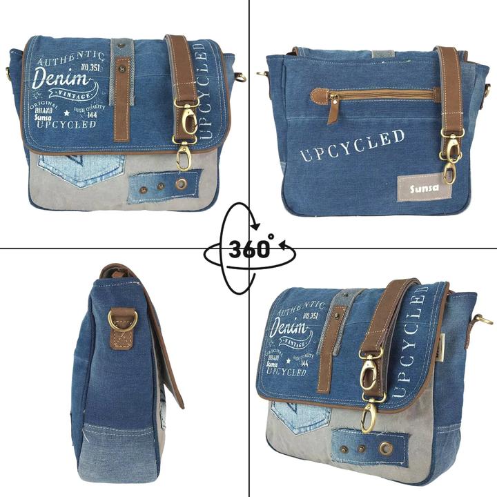 Image du produit Sunsa Sac en jean Sac à bandoulière Sac à main école Upcycling No.62