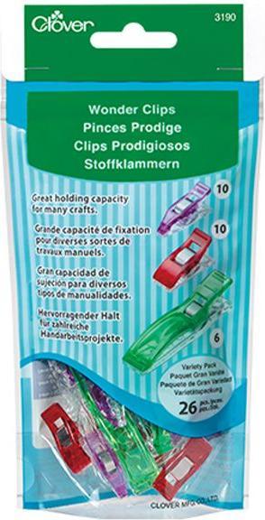 Produktbild Clover Stoffklammern "Wonder Clips", 26 Stück, 3 verschiedene Grössen