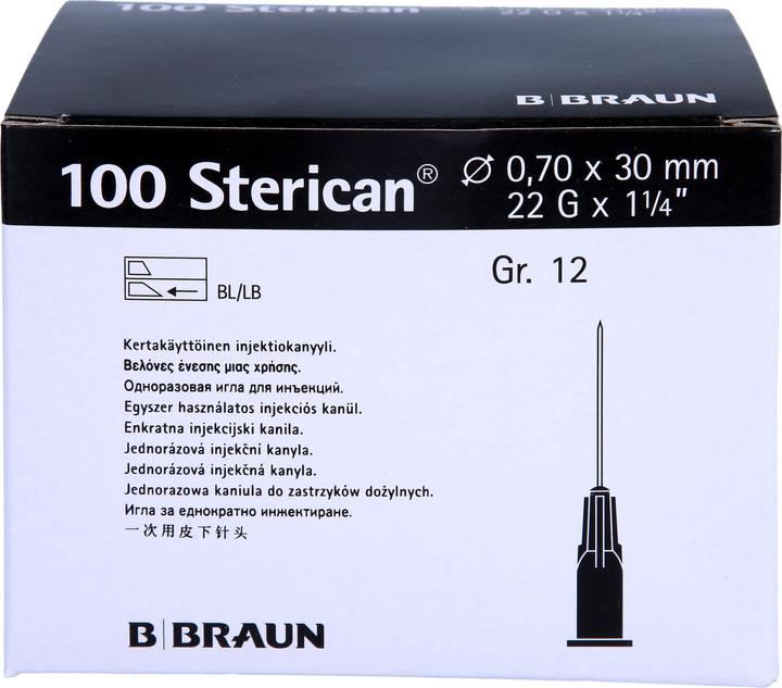 Actual product image B.Braun Needle 22G 0.70 x 30mm black Luer, 100 pieces