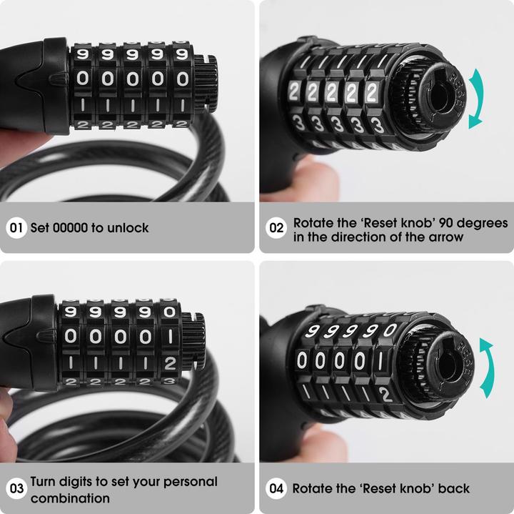 Actual product image Twheels Chain lock with numbers in black