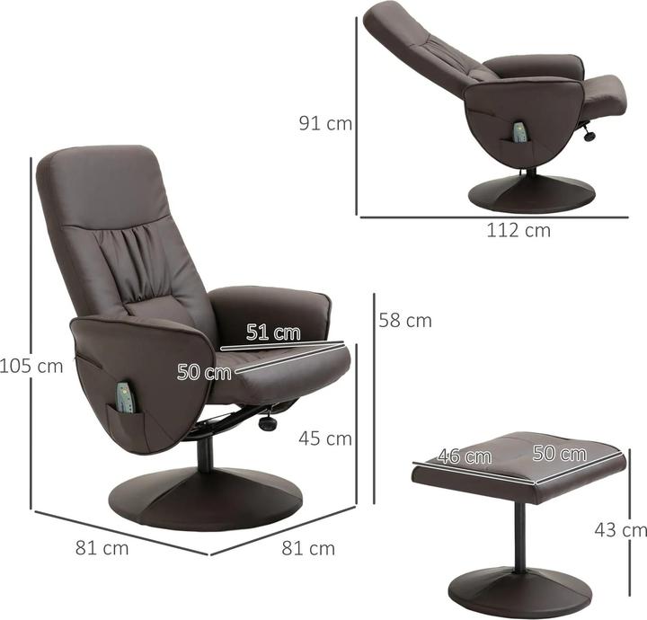 Image du produit Swisshandel24 Fauteuil de relaxation avec repose-pieds Espace de rangement Fauteuil de massage Fauteuil TV