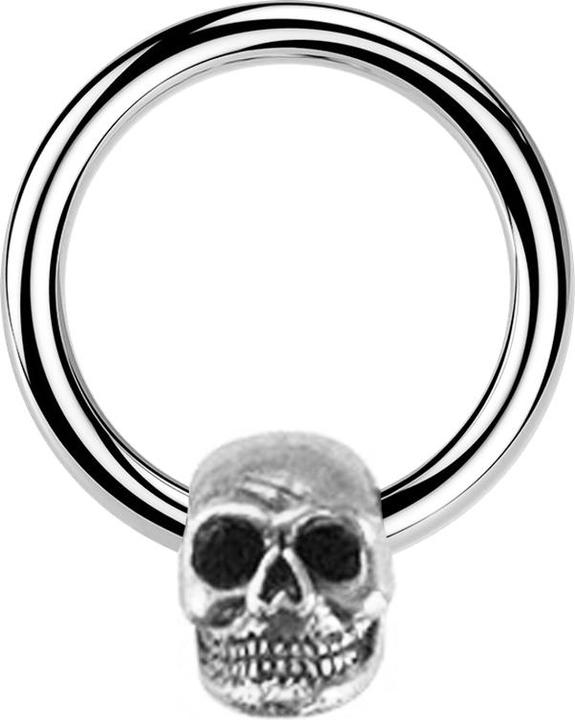 Actual product image Star Piercing Micro Closure Ring silver Skull silver (Brass, Surgical steel 316L)