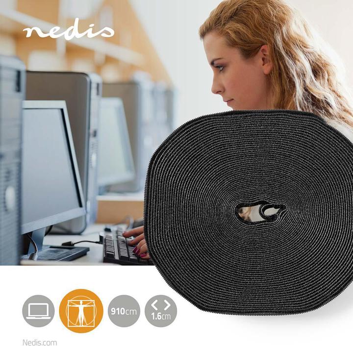 Image du produit Nedis Rouleau de velcro pour câbles 910 x 1.6 cm Noir Unisexe (9100 mm)