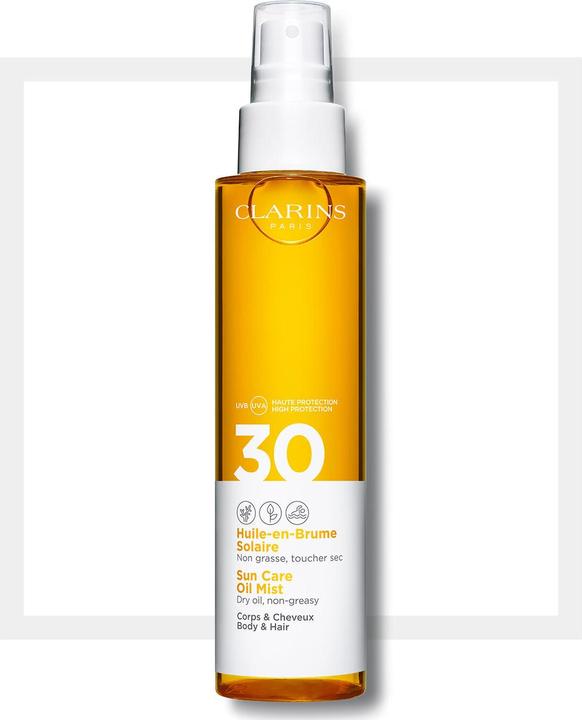 Actual product image Clarins Sun - Huile-en-Brume Solaire Corps & Cheveux SPF30 (Sun cream face, SPF 30, 150 ml, 190 g)