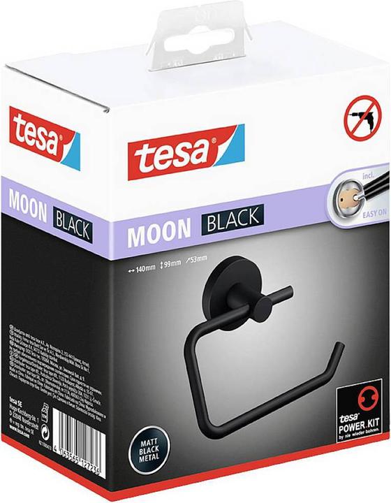 Image du produit tesa MOON BLACK Support de rouleau de papier toilette avec solution adhésive sans perçage