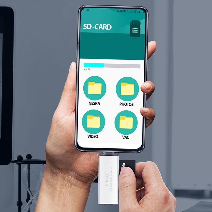 Actual product image LinQ SD / micro SD card reader USB-C port, OTG function, - grey (USB-C)