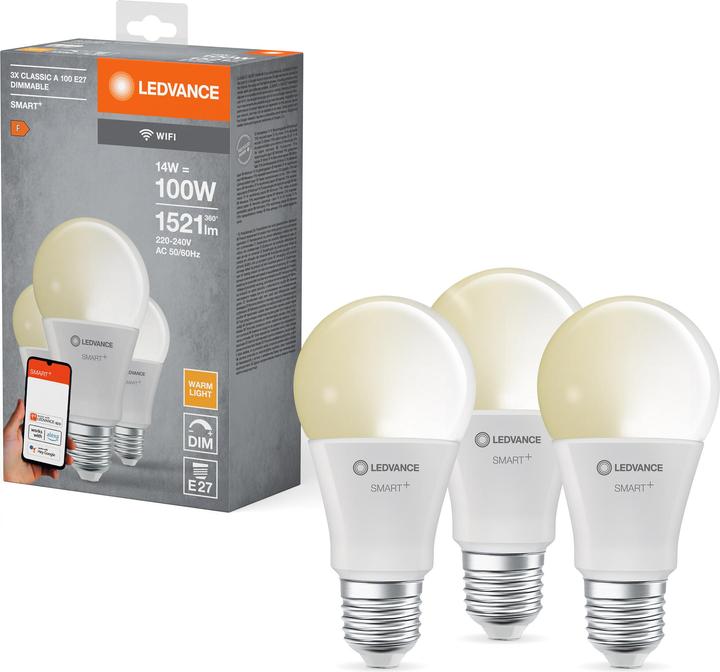 Image du produit Ledvance Smart+ Wifi Classic (E27, 14 W, 1521 lm, 3 x, F)