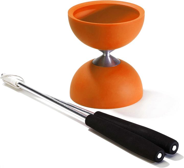 Eureka! Rubber Diabolo met Aluminium Stokken - Oranje