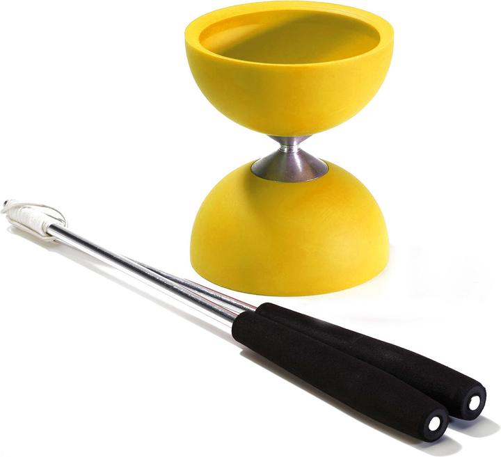 Eureka! Rubber Diabolo met Aluminium Stokken - Geel