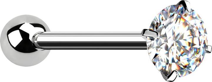 Produktbild Star Piercing Barbell silber mit Kugel und Kristall silber gefasst (ohne Messing, Chirurgenstahl 316L)