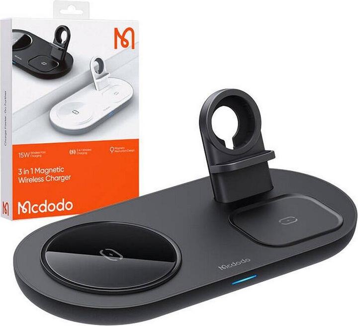 Image du produit Mcdodo Chargeur sans fil 3 en 1 15W - Noir (15 W)