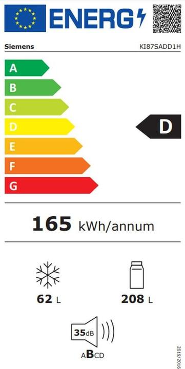 Label énergétique Siemens Einbau-Kühl-Gefrierkombination (270 l)