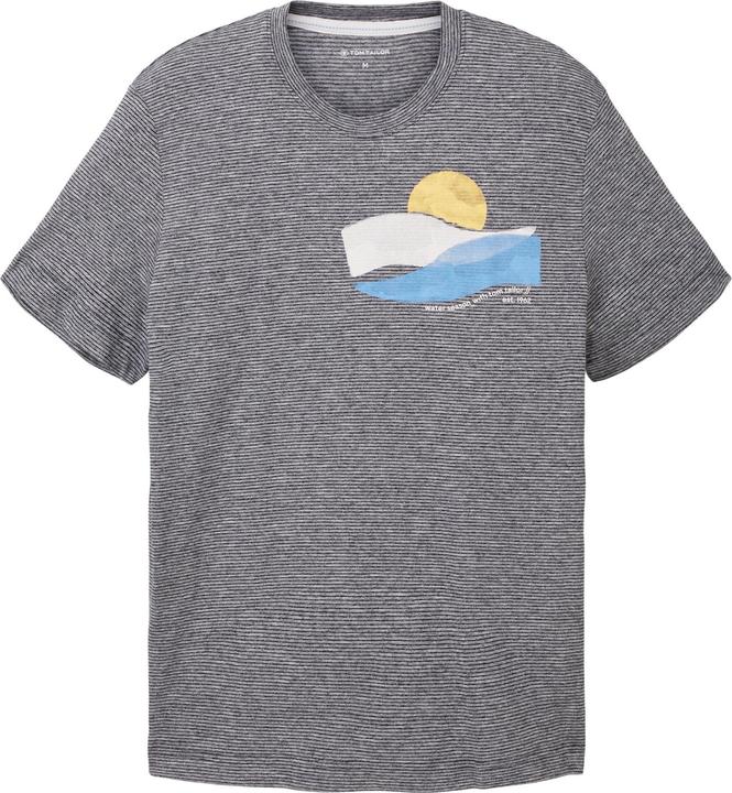Produktbild Tom Tailor T-Shirt Gestreiftes Kurzarmshirt mit Rundhalsausschnitt und Foto-Print (XL)