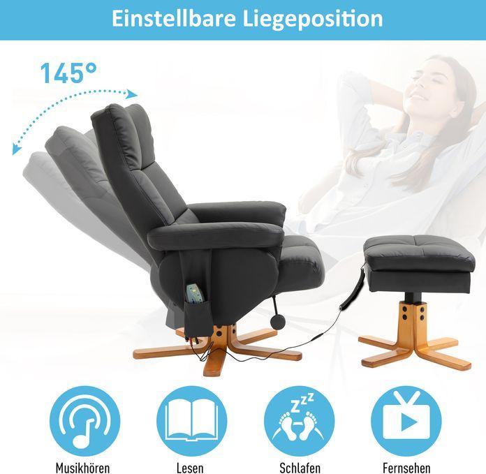 Immagine prodotto Swisshandel24 Poltrona relax Poltrona massaggiante con poggiapiedi Poltrona TV Inclinazione a 145° Poltrona