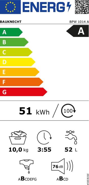 Etichetta energetica Bauknecht BPW 1014 A (10 kg, A sinistra)