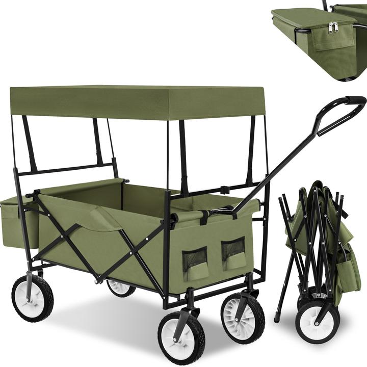 tectake Foldable handcart with roof and carry bag