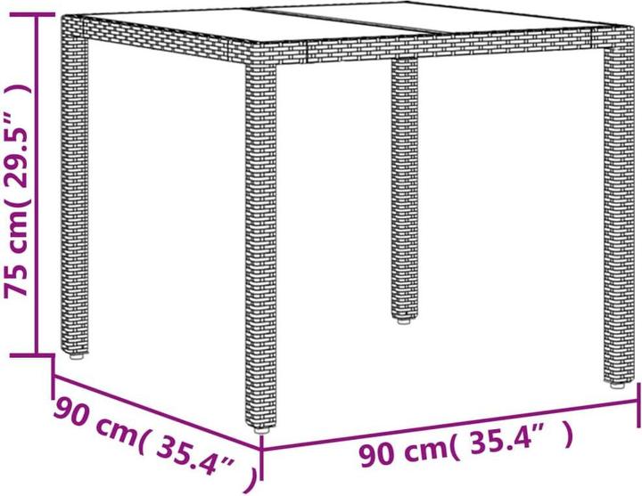 Image du produit VidaXL Gartentisch mit Glasplatte (90 cm)