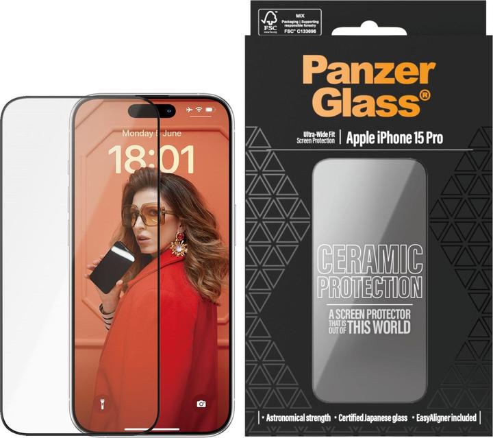 Immagine prodotto PanzerGlass Ultra-Wide Fit w. EasyAligner (1 Pezzo/i, Apple iPhone 15 Pro)