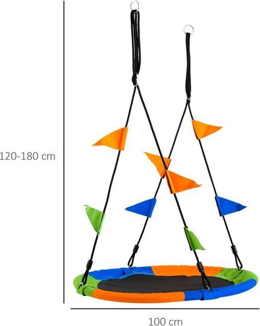 Produktbild Swisshandel24 Ø100 cm Nestschaukel Tellerschaukel Kinderschaukel Gartenschaukel bis 80 kg Outdoor belastbar für 3+