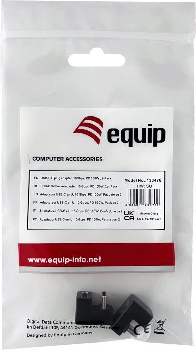 Produktbild equip Adapter USB-C -> USB-C 10Gbps, 100W PD, 2er-Pack sw (USB 3.2 Gen 2)