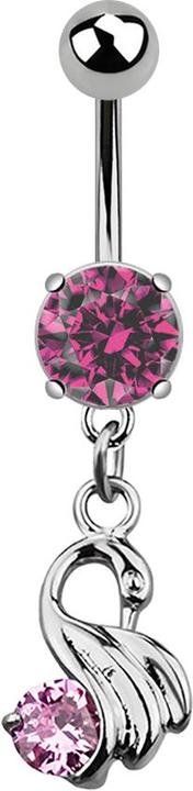 Actual product image Star Piercing Banana silver with pendant swan pink (Titanium G23, without brass)