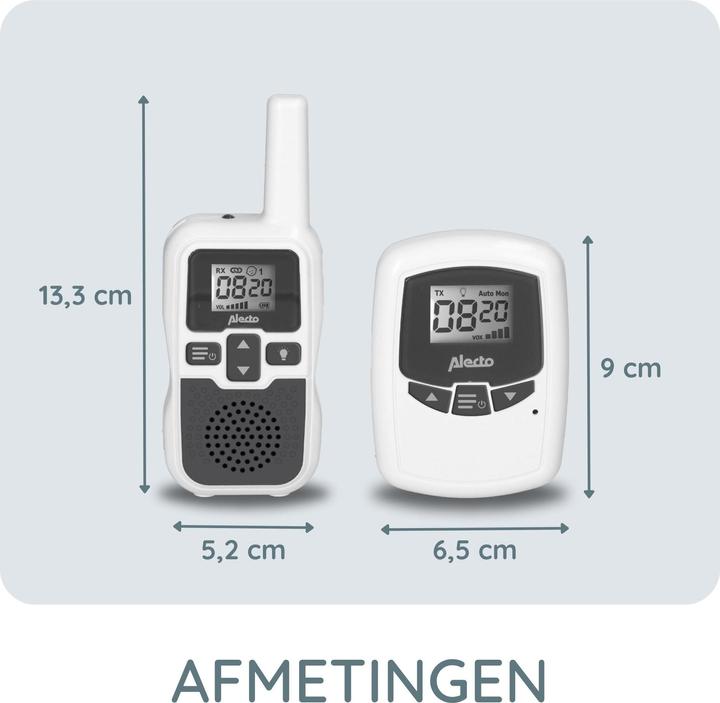 Alecto Baby DBX-80 - Baby monitor con portata fino a 3.000 metri, bianco/antracite (Audio del baby monitor, 3000 m)