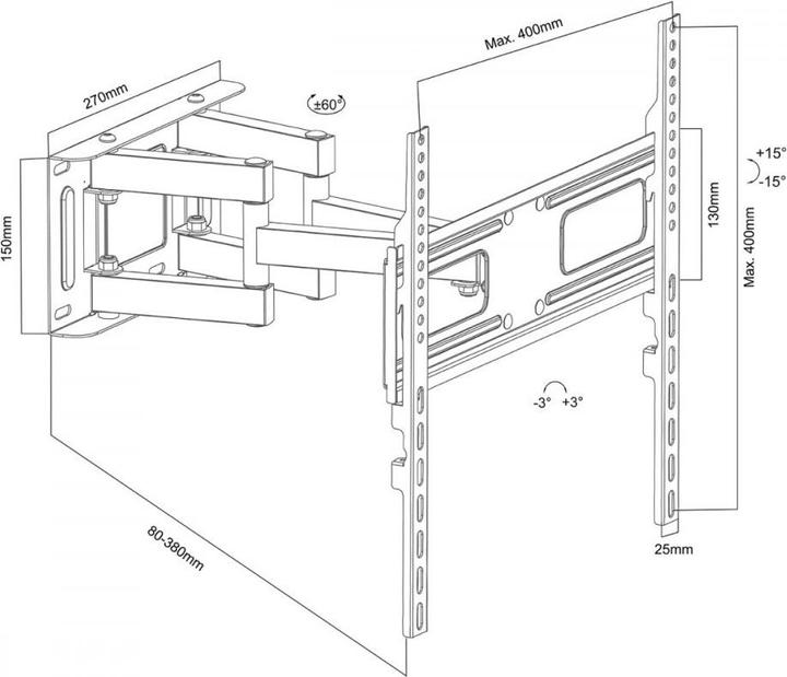 Produktbild Maclean TV-Wandhalterung 32-75", 50kg, MC-788 (75", 50 kg)