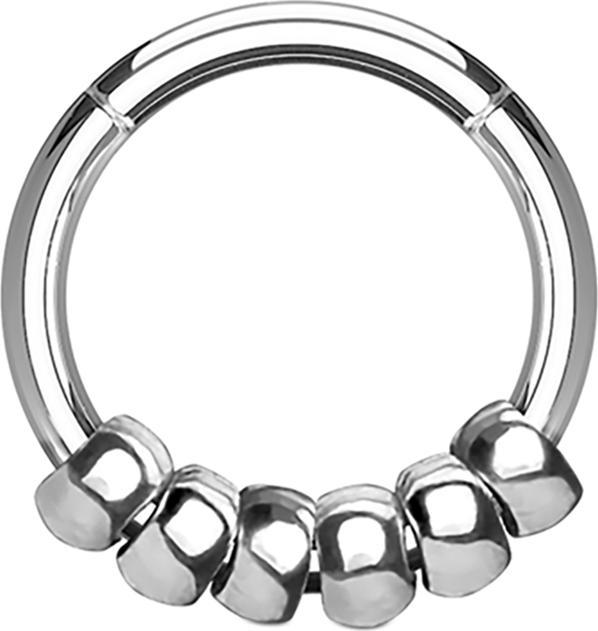 Produktbild Star Piercing Micro Segmentring klappbar silber mit Stahlperlen silber (Chirurgenstahl 316L, ohne Messing)