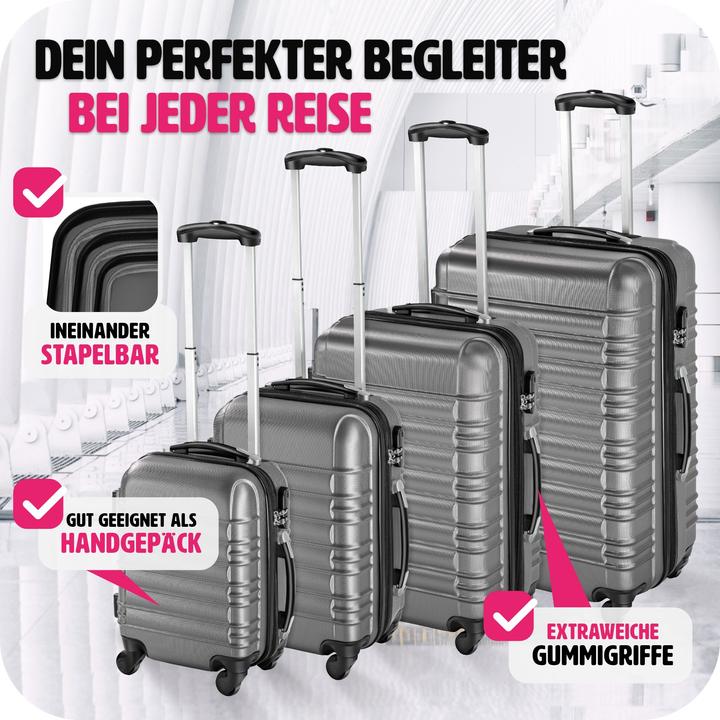 Produktbild tectake Hartschalenkofferset (106 l, Handgepäck (bis 50l), M (50 - 90l), L (90 - 115l))
