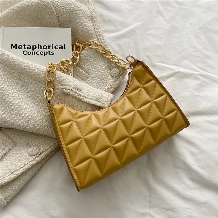 Image du produit Only-Bags.Store Diamond Pattern Shoulder Bag PU Leather Solid Colour Niche Chain Handbag Fashion Underarm