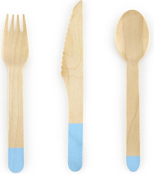 Actual product image Partydeco Wooden Cutlery Light Blue (18 x)