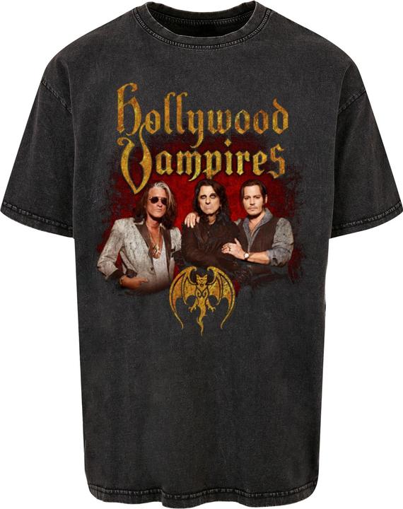 Actual product image Merchcode Hollywood Vampires - Group Photo Acid Washed Heavy Oversized Tee - 114377 (XL)