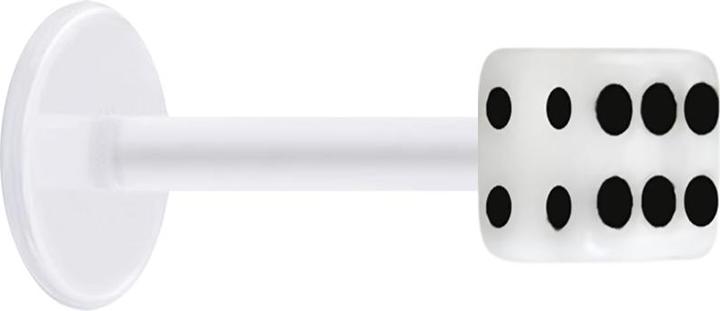 Produktbild Star Piercing Micro Labret transparent mit Würfel weiss (ohne Messing, Acryl, Bioflex)