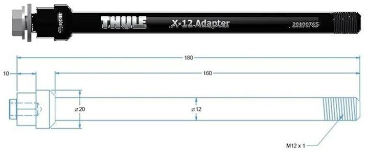 Actual product image Thule thru axle Syntace M12x142x1.0mm / 160mm