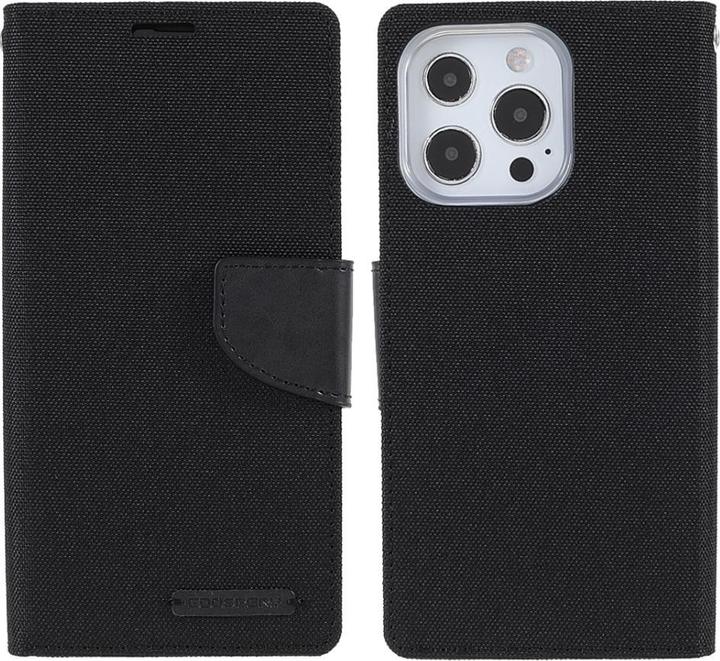 Actual product image iPhone 13 Pro Max - Canvas Fabric Leather Case Black (Apple iPhone 13 Pro Max)