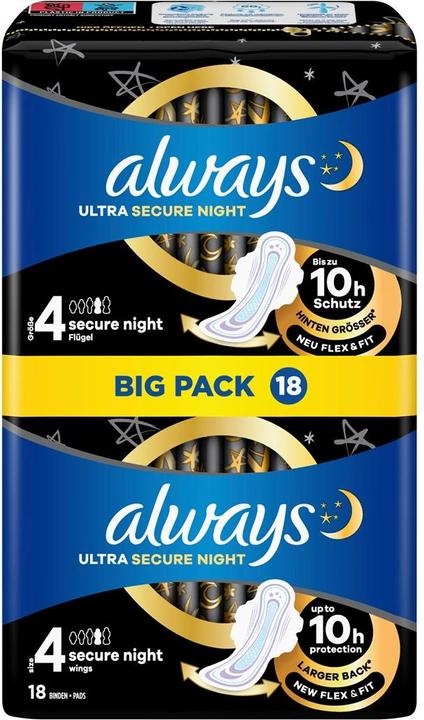 Image du produit Always Ultra Secure Night (18 x, Tampons sanitaires)