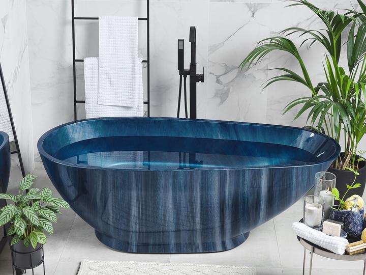 Produktbild Beliani Badewanne freistehend marineblau Marmor Optik 170 x 80 cm RIOJA (178 l, 170 cm)