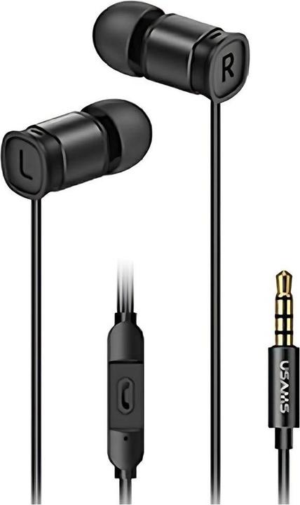 Usams Headphone AUX Connector 3.5mm 1.2m - Black (No noise cancelling, Cable)