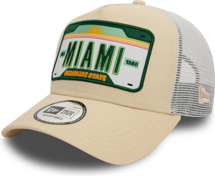 New Era A-Frame Mesh Trucker Cap - MIAMI STATE PLATE