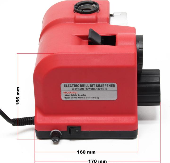 Immagine prodotto Wiltec Affilatrice per punte da trapano con 4200 giri al minuto, 3-13 mm e 80 W per punte da trapano in (80 W)