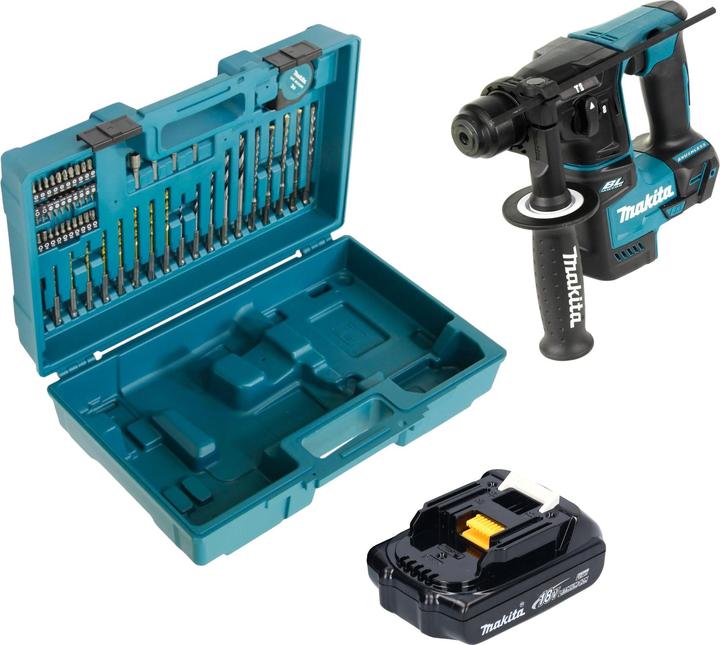Productafbeelding Makita DHR 171 Y1X3 Accuklopboormachine 18 V 1,2 J SDS-Plus Brushless + 1x accu 1,5 Ah + 65 stuks. (Oplaadbare batterij)