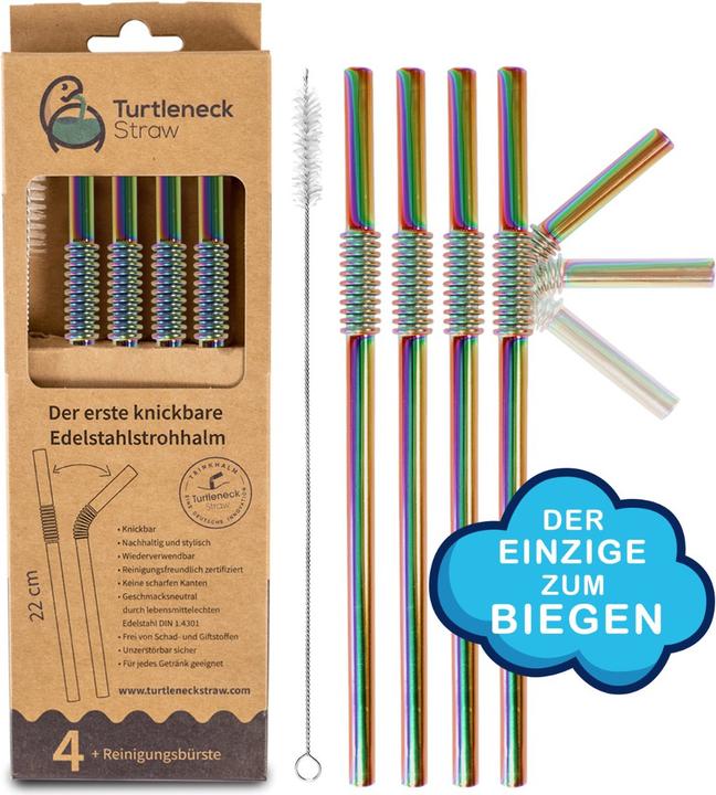 Image du produit Turtleneck Straw Pailles pliables en acier inoxydable (4 x)